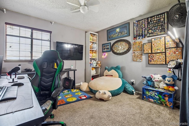 1744 Brookside Dr, Highlands Ranch, CO 80126 - office space with carpet floors, a ceiling fan, and a textured ceiling