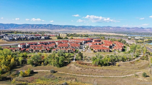 aerial view with a mountain view