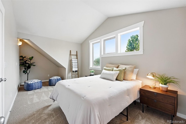 9134 E 29th Pl, Denver, CO 80238 - bedroom with carpet flooring, vaulted ceiling, and baseboards