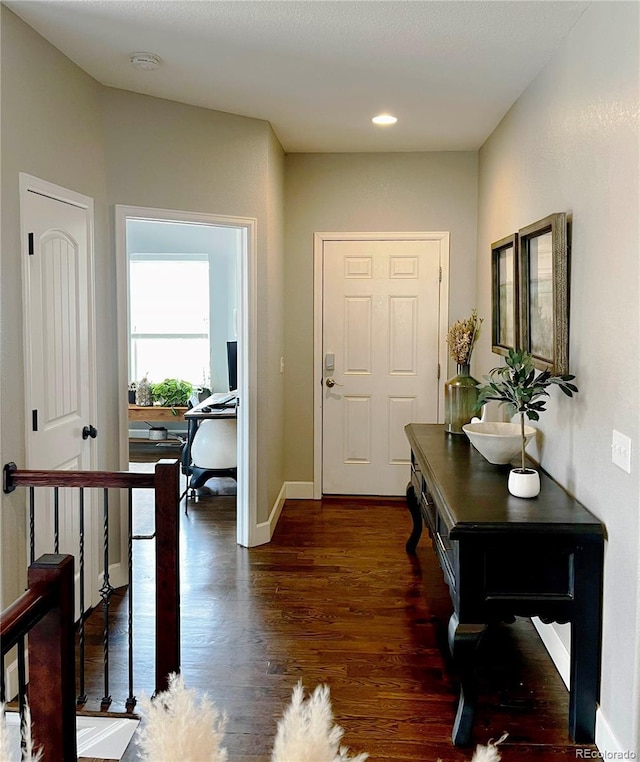 entrance foyer with dark hardwood / wood-style floors