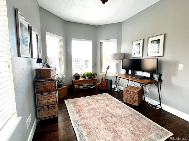 office area featuring dark hardwood / wood-style floors