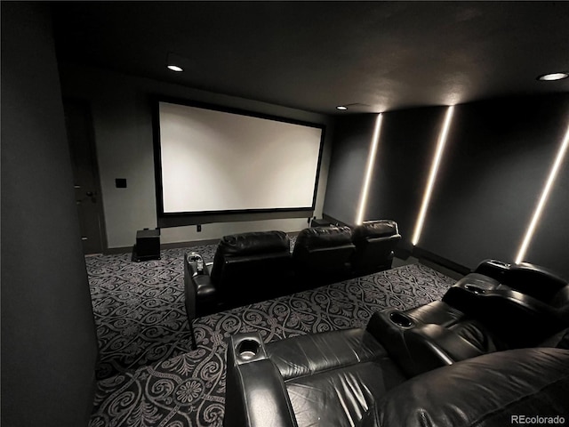 view of carpeted home theater room