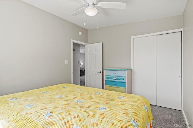 825 Hill Road Ct, Colorado Springs, CO 80909 - carpeted bedroom featuring a closet and ceiling fan