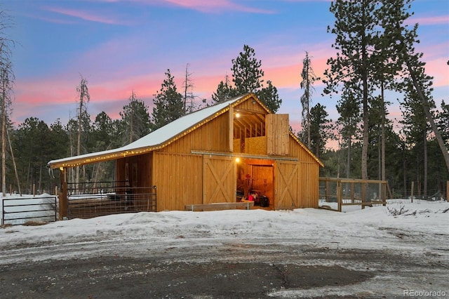 view of snow covered structure