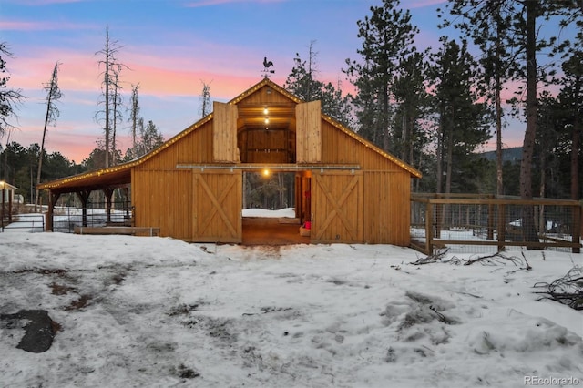 view of snow covered structure