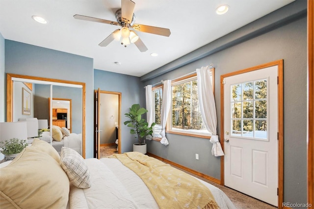 bedroom featuring ceiling fan