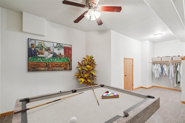 exercise area with carpet flooring and billiards