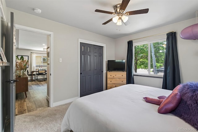2050 S Wolff St, Denver, CO 80219 - bedroom featuring carpet floors, ceiling fan, and a closet