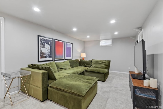 2050 S Wolff St, Denver, CO 80219 - living room featuring light carpet and recessed lighting