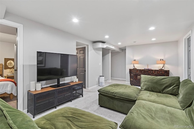 2050 S Wolff St, Denver, CO 80219 - carpeted living room featuring recessed lighting and baseboards