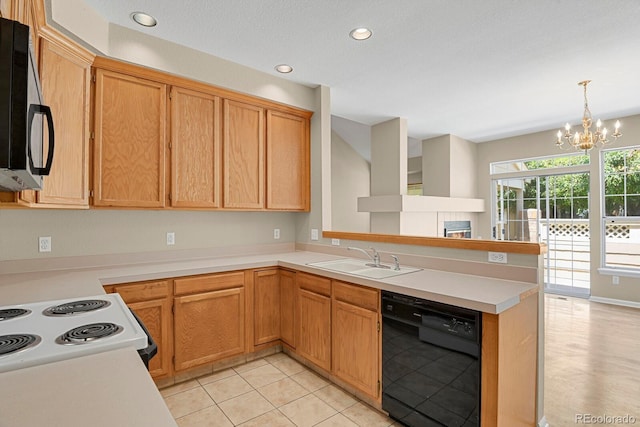 9874 Grove St Unit B, Westminster, CO 80031 - kitchen with dishwasher, a peninsula, a chandelier, light countertops, and recessed lighting