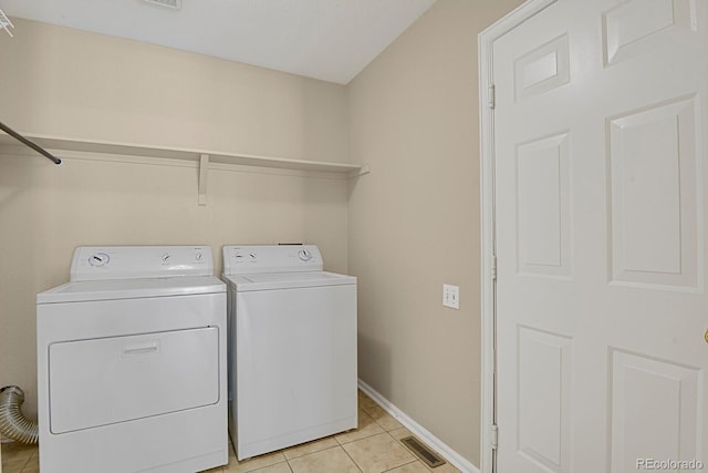 9874 Grove St Unit B, Westminster, CO 80031 - laundry area with washer and dryer and light tile patterned floors
