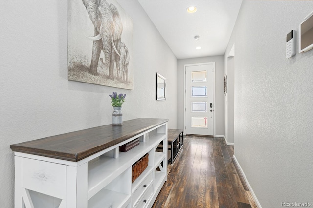 hall featuring dark hardwood / wood-style floors