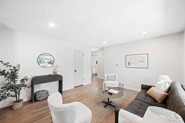 living room featuring light hardwood / wood-style flooring