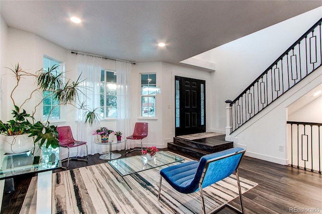 entrance foyer featuring dark hardwood / wood-style floors