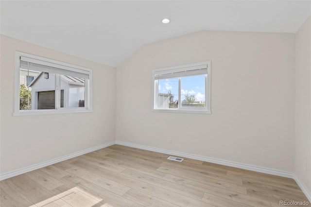 1130 Orchard St, Golden, CO 80401 - unfurnished room featuring vaulted ceiling, light wood-style flooring, baseboards, and recessed lighting