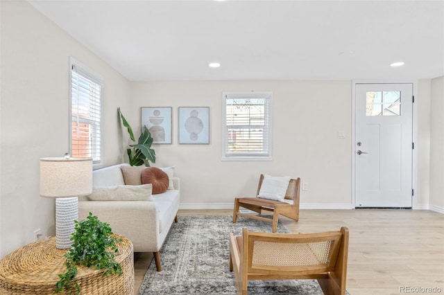 1130 Orchard St, Golden, CO 80401 - living area featuring baseboards, light wood-style flooring, and recessed lighting