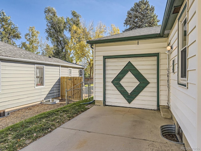 exterior space featuring a garage