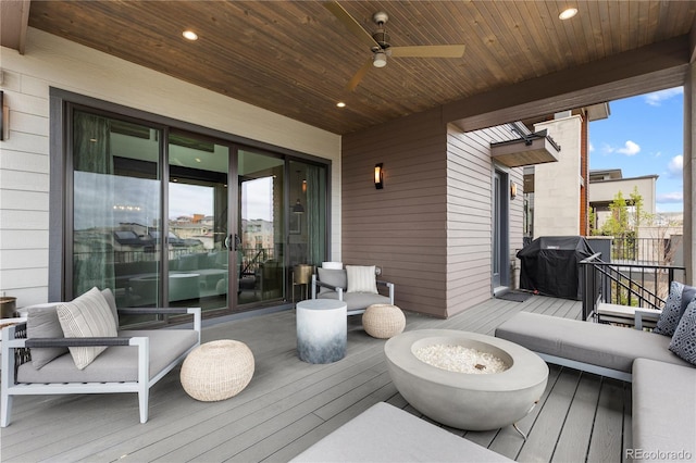 10113 Bellwether Ln, Lone Tree, CO 80124 - deck featuring ceiling fan and a grill
