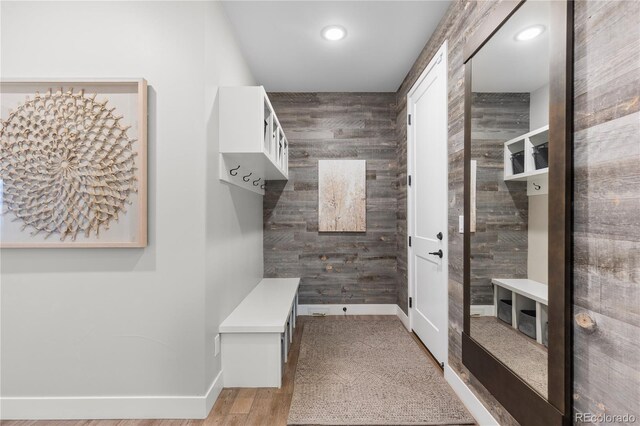 10113 Bellwether Ln, Lone Tree, CO 80124 - mudroom with baseboards, light wood-type flooring, and recessed lighting