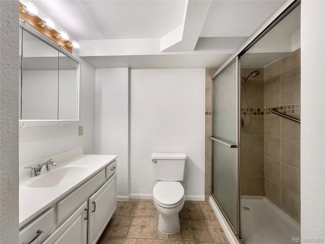 12375 Ivy Pl, Brighton, CO 80602 - full bathroom featuring vanity, tiled shower, and stone finish flooring