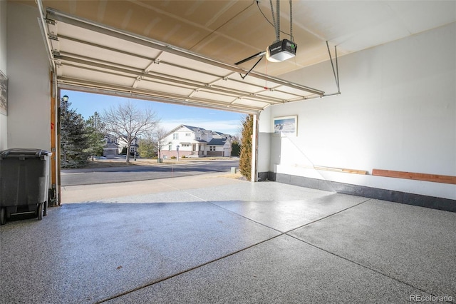 garage with a garage door opener