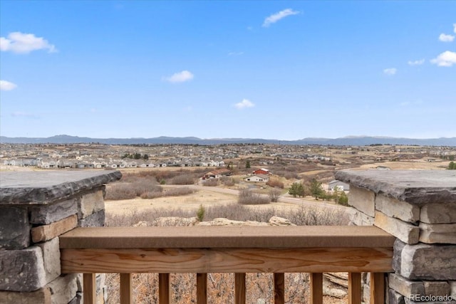 exterior space featuring a mountain view