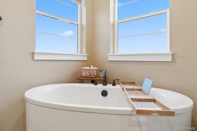 full bathroom featuring a freestanding tub