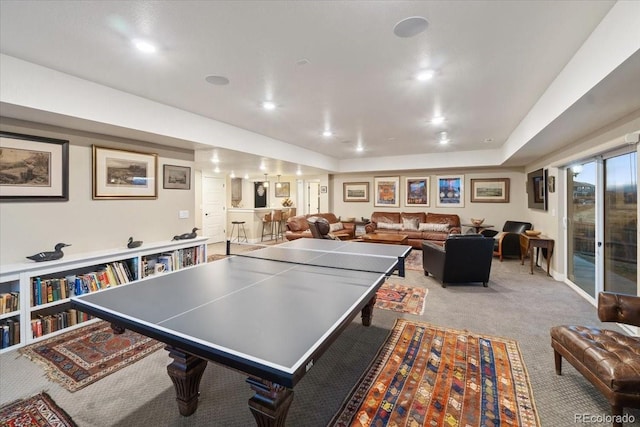 playroom featuring carpet and recessed lighting