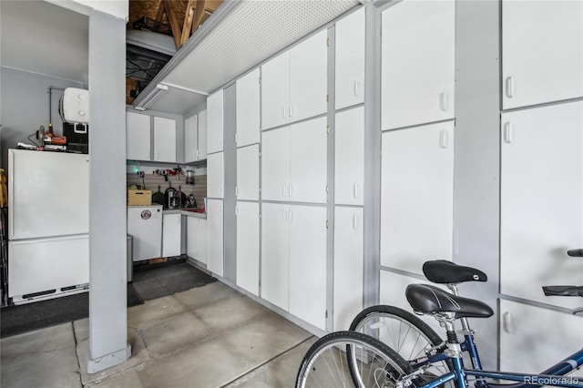 interior space with freestanding refrigerator