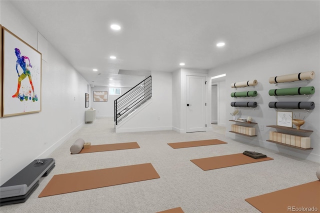 6716 W Rowland Ave, Littleton, CO 80128 - workout room featuring recessed lighting, carpet floors, and baseboards