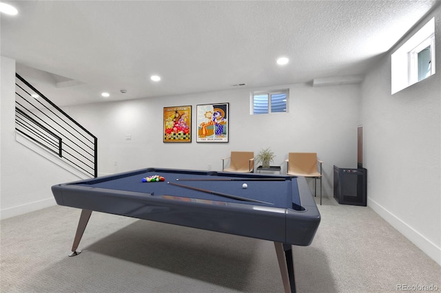 6716 W Rowland Ave, Littleton, CO 80128 - rec room with carpet flooring, recessed lighting, baseboards, and billiards table
