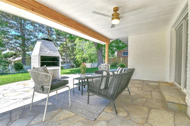 6716 W Rowland Ave, Littleton, CO 80128 - view of patio featuring outdoor lounge area and a ceiling fan