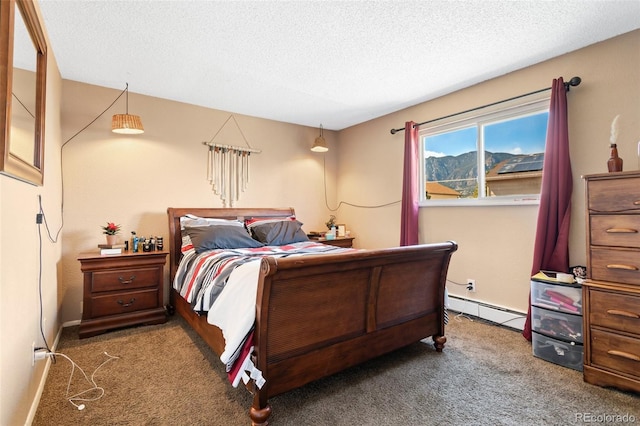 4310 Loomis Ave, Colorado Springs, CO 80906 - carpeted bedroom with a textured ceiling, a baseboard heating unit, and baseboards
