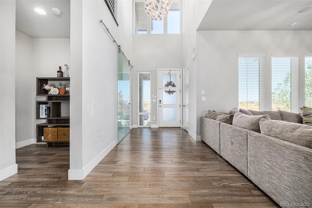 foyer featuring dark wood-type flooring