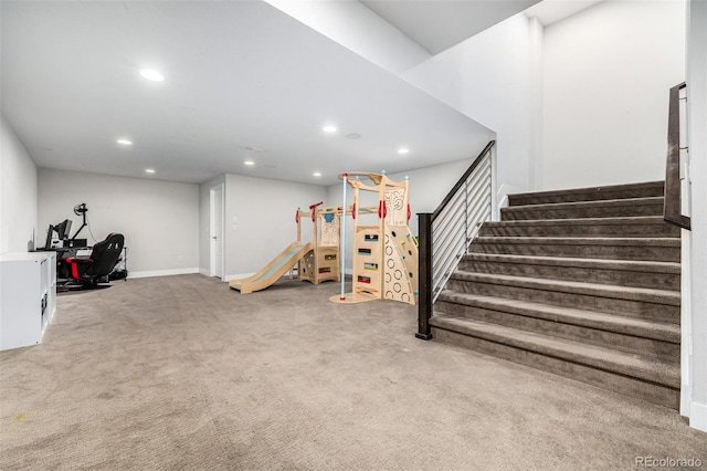 interior space featuring carpet flooring