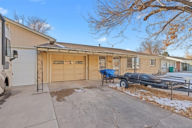 exterior space with a garage