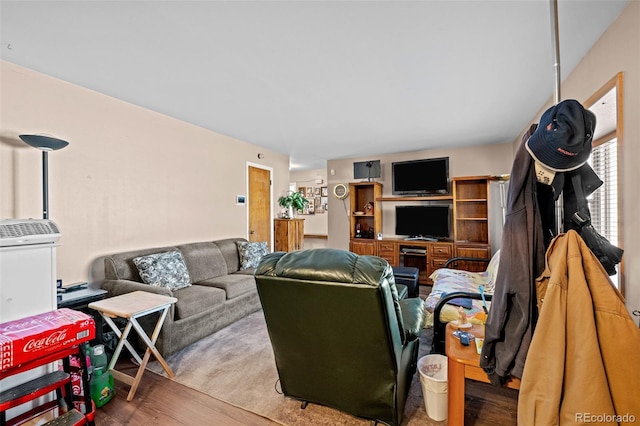 living room with wood-type flooring