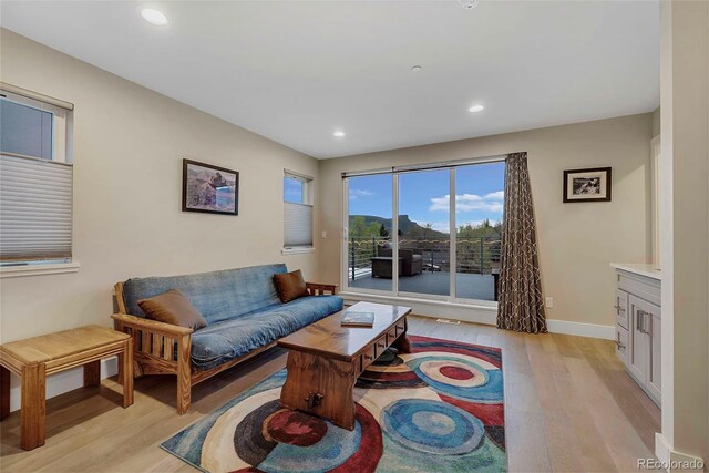 613 Iowa St, Golden, CO 80403 - living room featuring light wood-type flooring, baseboards, and recessed lighting