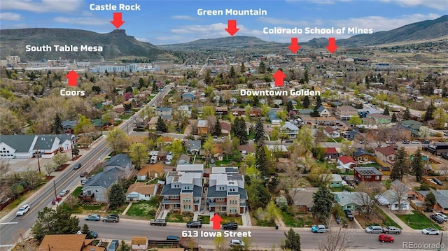 613 Iowa St, Golden, CO 80403 - bird's eye view with a residential view and a mountain view