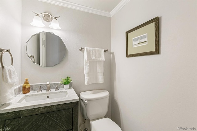 8474 E Otero Cir, Centennial, CO 80112 - half bathroom featuring crown molding, toilet, and vanity