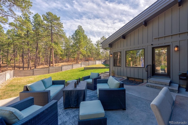 view of patio / terrace featuring an outdoor hangout area