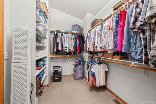 spacious closet featuring carpet floors and visible vents