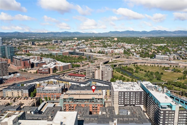 drone / aerial view with a mountain view