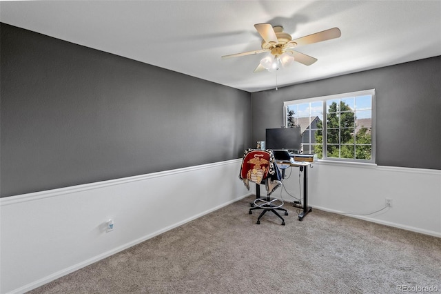 4807 S Killarney Ct, Aurora, CO 80015 - carpeted home office featuring a ceiling fan and baseboards
