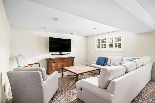 living area with baseboards