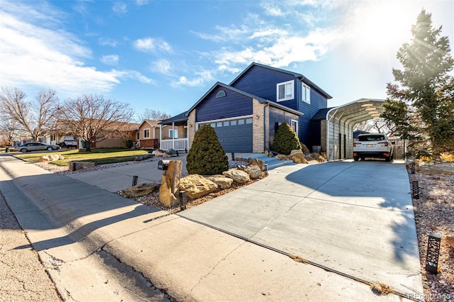 view of front of home with a carport