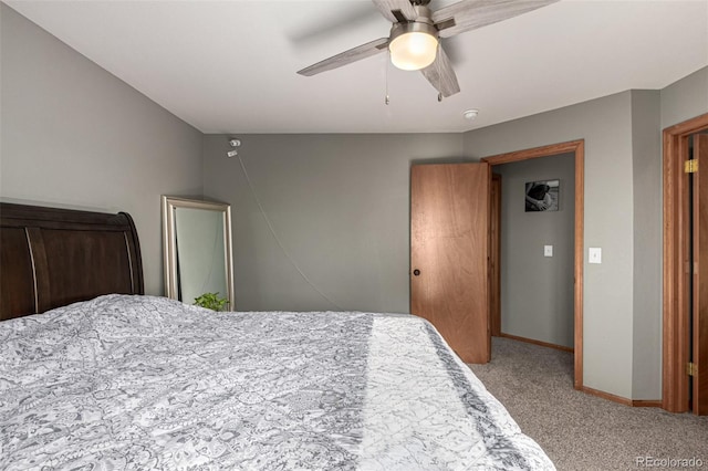 bedroom with carpet flooring and ceiling fan