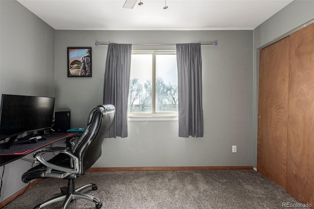 carpeted home office featuring a healthy amount of sunlight