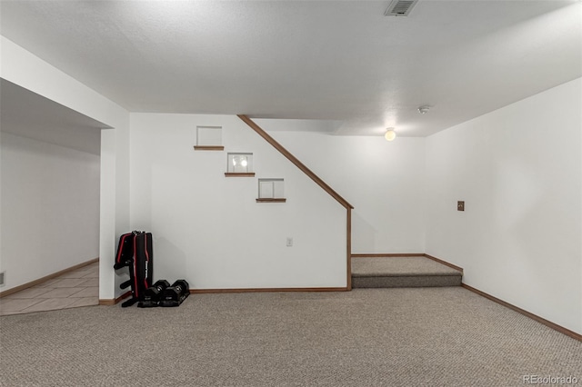 basement with carpet